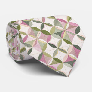 Cravate Motif Cottagecore Géométrie Florale Pastel
