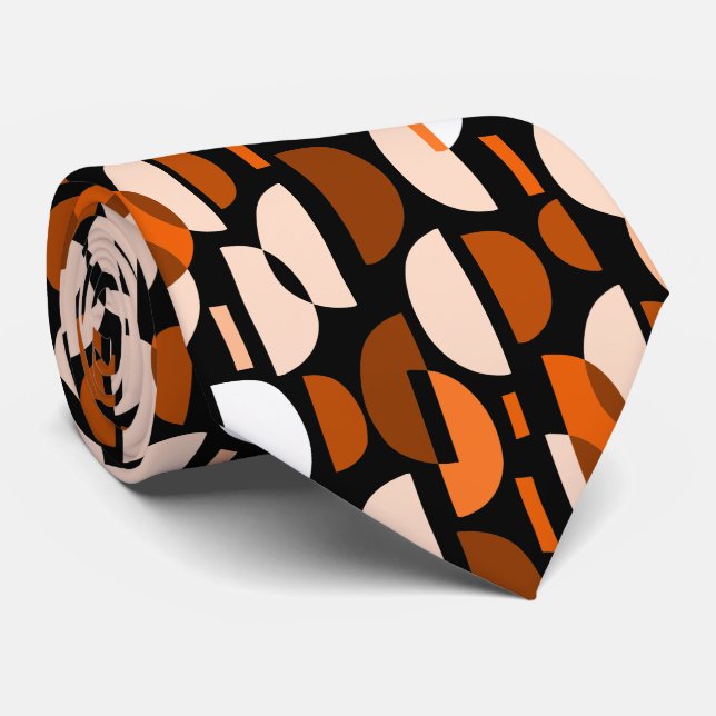 Cravate Motif croissant 010921 - Orange (Roulé)