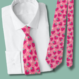 Cravate Motif Daisy Arc-en-ciel Fraise
