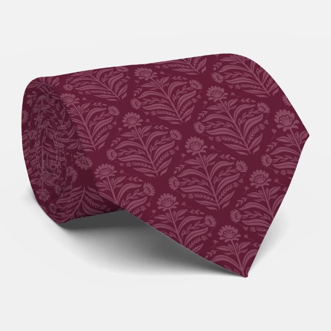 Cravate Motif damassé classique de Bourgogne (Roulé)