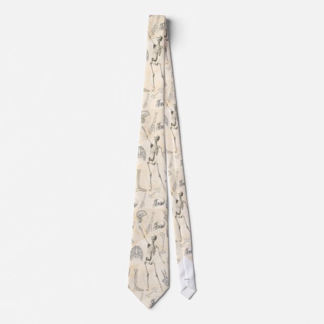 Cravate Motif d'anatomie de squelette de médecin  (Devant)