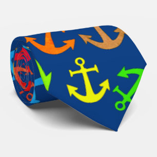 Cravate Motif d'Ancre de bateau coloré