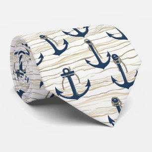 Cravate Motif d'ancre nautique sur bois flotté (1)