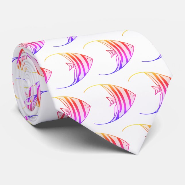 Cravate Motif d'ange de mer rose amusant (Roulé)