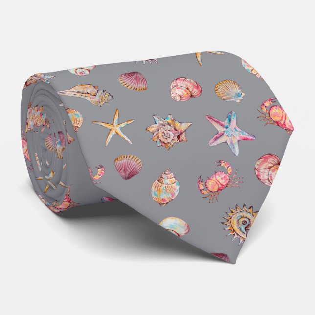 Cravate Motif d'animaux marins à l'aquarelle  (Roulé)