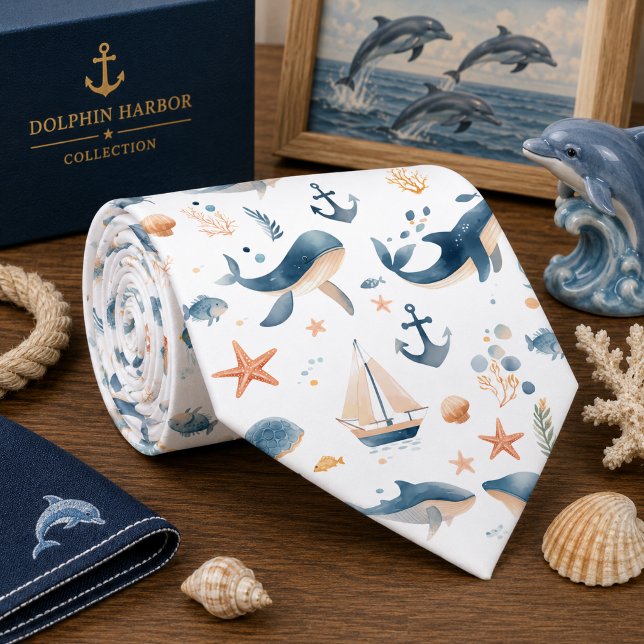 Cravate Motif d'animaux marins à l'aquarelle  (Créateur téléchargé)