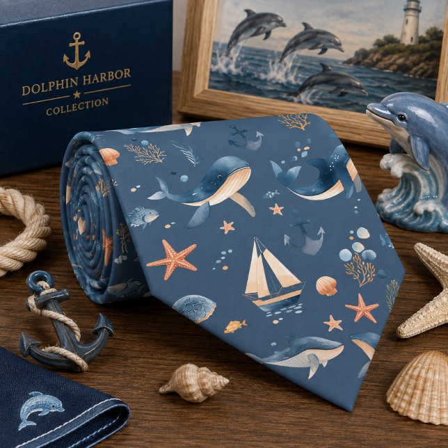 Cravate Motif d'animaux marins à l'aquarelle  (Créateur téléchargé)
