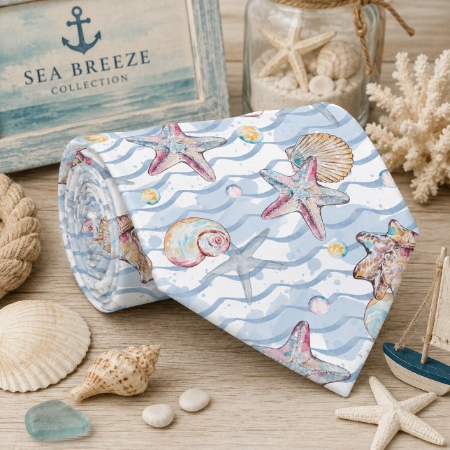 Cravate Motif d'animaux marins à l'aquarelle  (Créateur téléchargé)