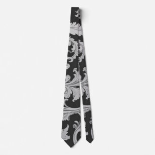 Cravate Motif d'antiquités Monochrome Fleur