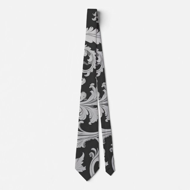 Cravate Motif d'antiquités Monochrome Fleur (Devant)