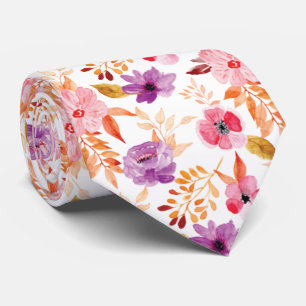 Cravate Motif d'aquarelle rose, rouge et violet