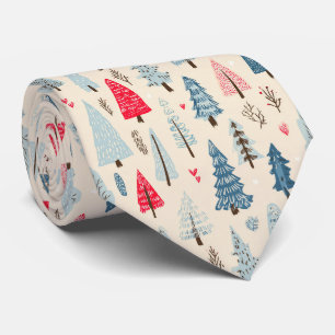 Cravate Motif d'arbre forestier scandinave minimaliste