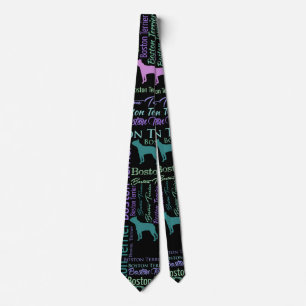 Cravate Motif d'art de mot de chien de Boston Terrier
