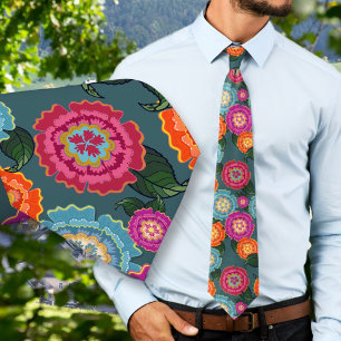 Cravate Motif d'art floral de prairie chintz