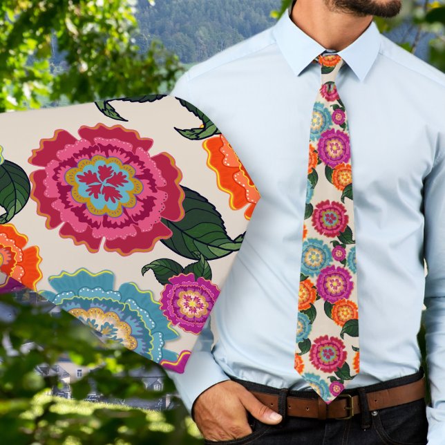 Cravate Motif d'art floral de prairie chintz (Créateur téléchargé)