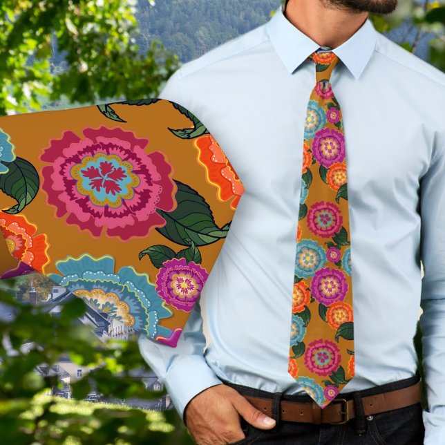 Cravate Motif d'art floral de prairie chintz (Créateur téléchargé)