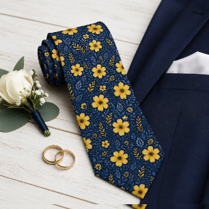 Cravate Motif d'art floral méditerranéen classe et élégant