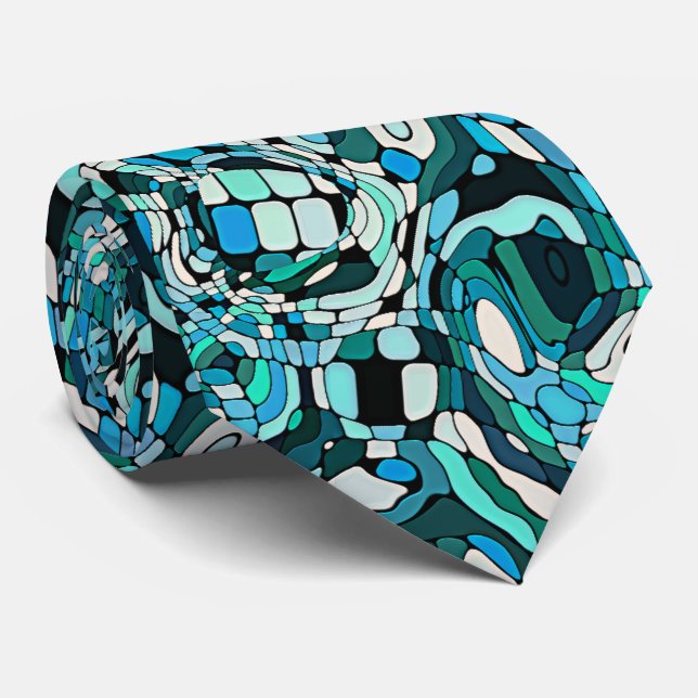 Cravate Motif d'art mosaïque vintage milieu du siècle Hip (Roulé)