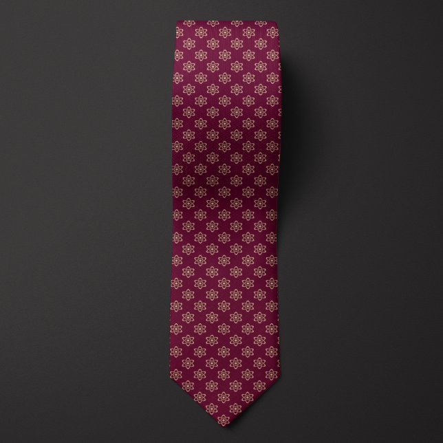 Cravate Motif d'atome bordeaux et or (Créateur téléchargé)
