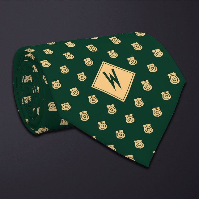 Cravate Motif de badge de police vert (Créateur téléchargé)