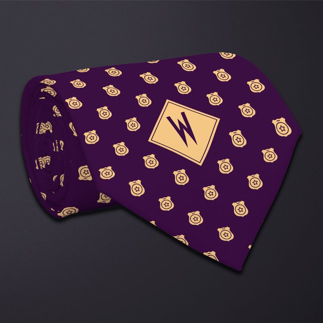 Cravate Motif de badge de police violet (Créateur téléchargé)