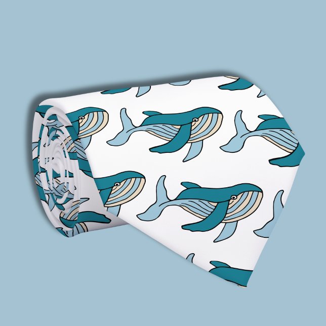 Cravate Motif de baleine bleue (Blue whale tie)