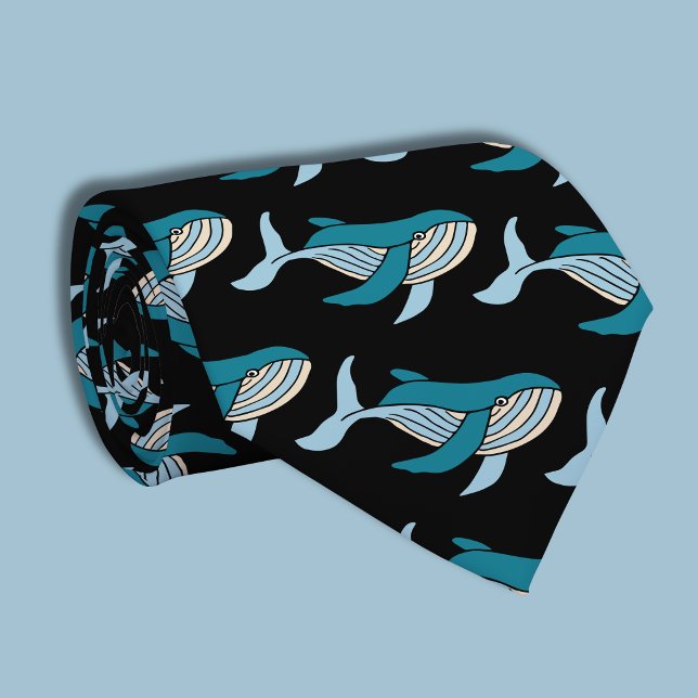 Cravate Motif de baleine bleue (Blue whale tie)