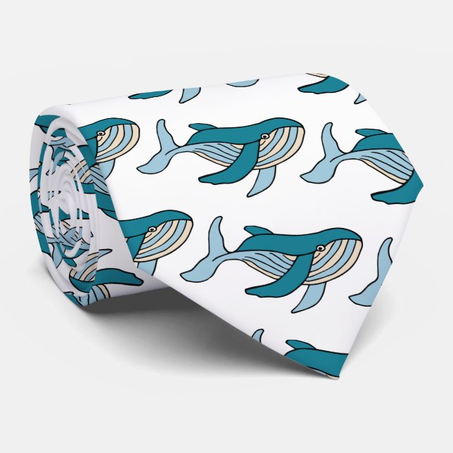 Cravate Motif de baleine bleue (Roulé)