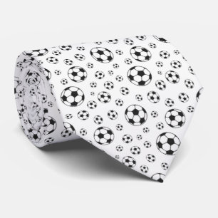 Cravate Motif de balle de football noir et blanc