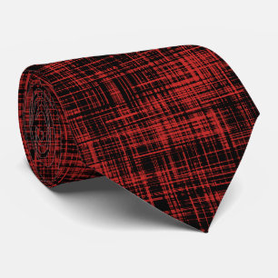 Cravate Motif de bande Abstrait noir et rouge