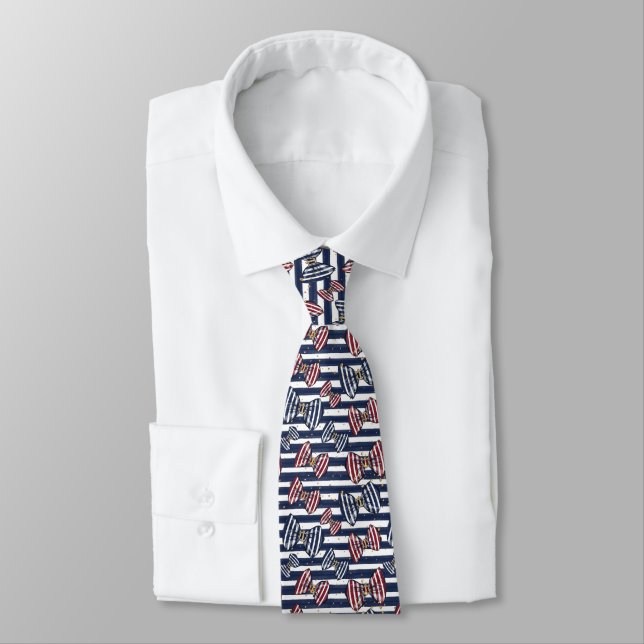 Cravate Motif de bandes de ruban patriotique (Attaché)