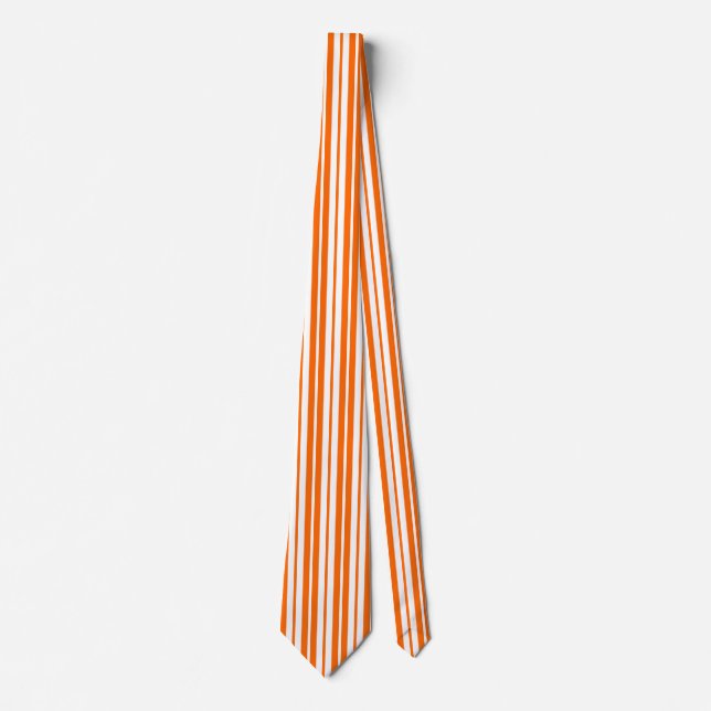Cravate Motif de bandes verticales blanches orange (Devant)