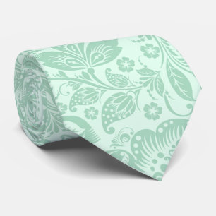 Cravate Motif de belles fleurs vert menthe