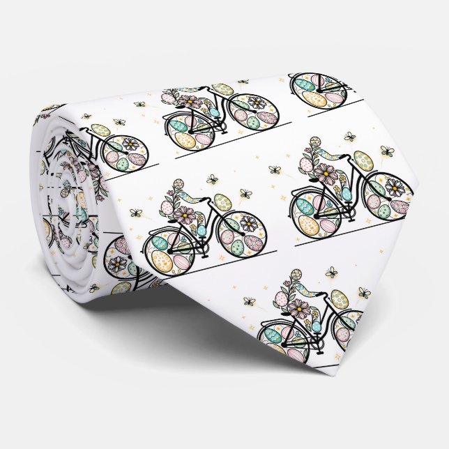 Cravate Motif de bicyclette de Pâques (Roulé)