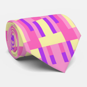 Cravate Motif de bloc de pixels géométriques rose pastel v