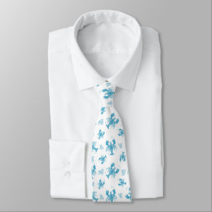 Cravate Motif de bloc imprimé nautique de homard rustique