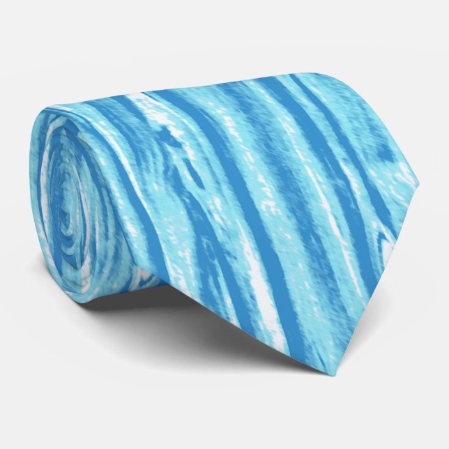 Cravate Motif de bois de chauffe - bleu et blanc de l'océa (Roulé)