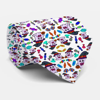 Cravate Motif de bonbons pastel Halloween et sorcières fan