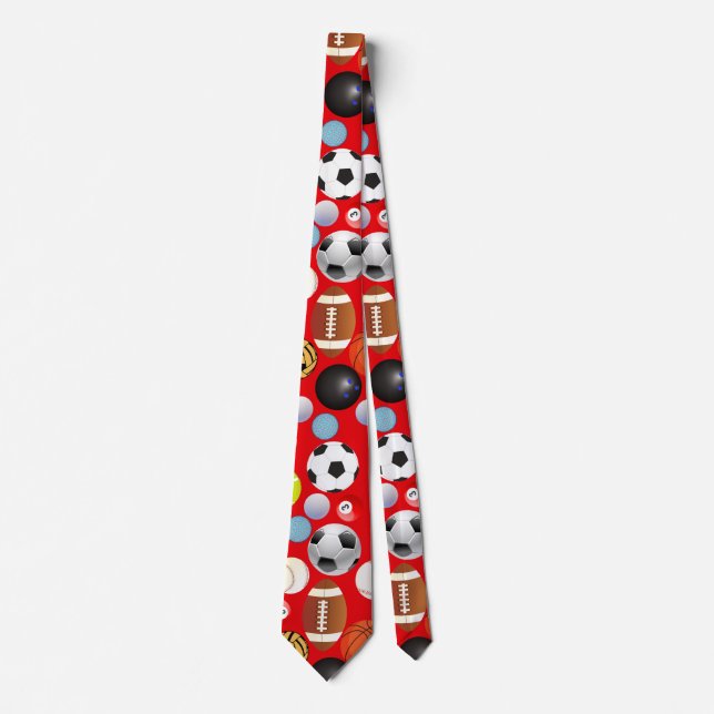 Cravate Motif de boules de sport. B. Rouge BG (Devant)