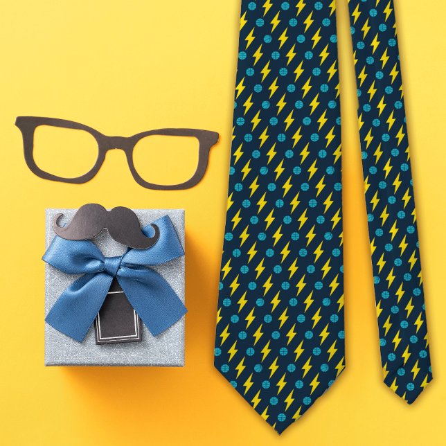 Cravate Motif de boulon de basket-ball et de foudre de la  (Créateur téléchargé)