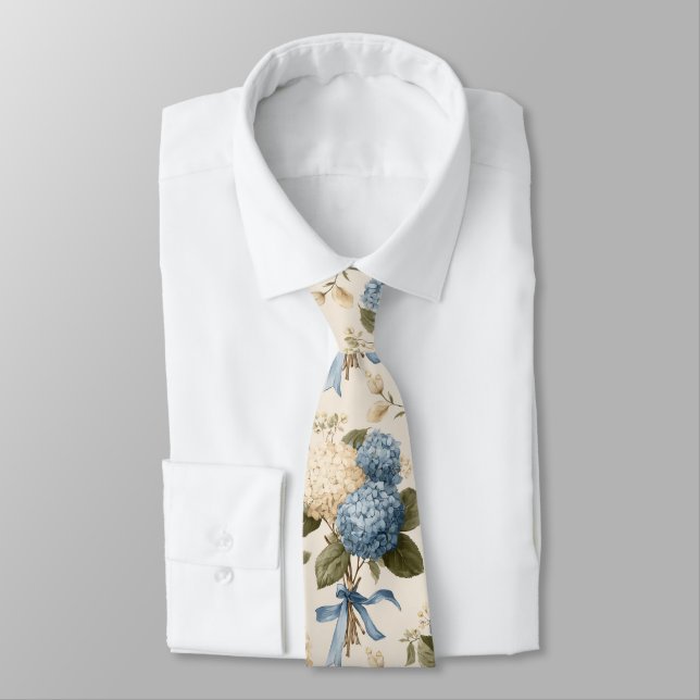 Cravate Motif de bouquet d'hortensia vintage (Attaché)