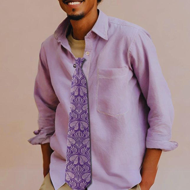 Cravate Motif de broderie copte - feuilles violets (Créateur téléchargé)