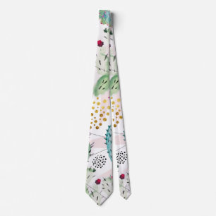 Cravate motif de cactus et triangles aquarelle