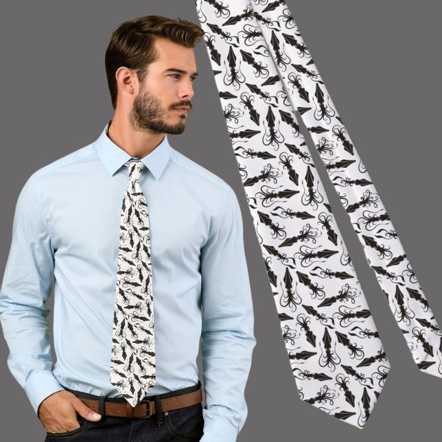 Cravate Motif de calmar noir (Créateur téléchargé)