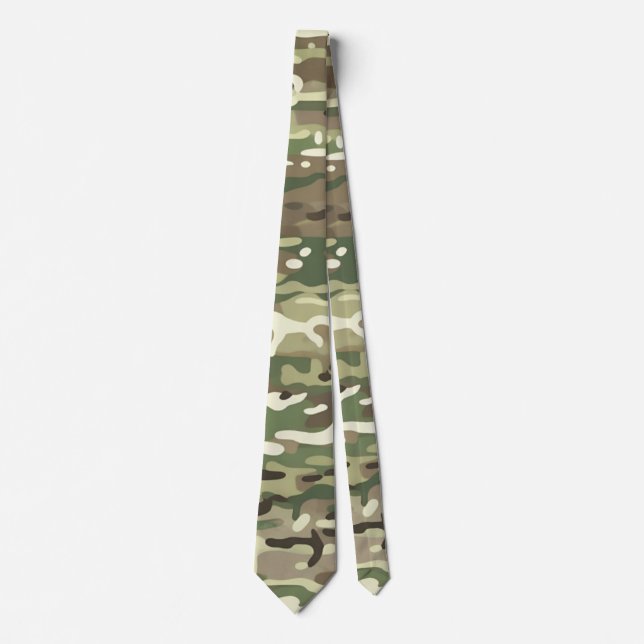 Cravate Motif de camouflage forestier vert bois (Devant)