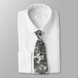Cravate Motif de camouflage, nuances de gris avec noir