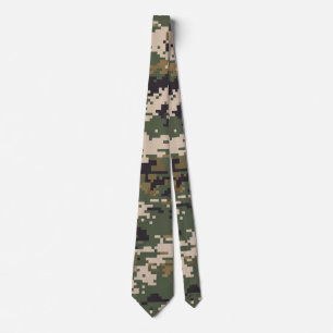 Cravate Motif de camouflage numérique vert