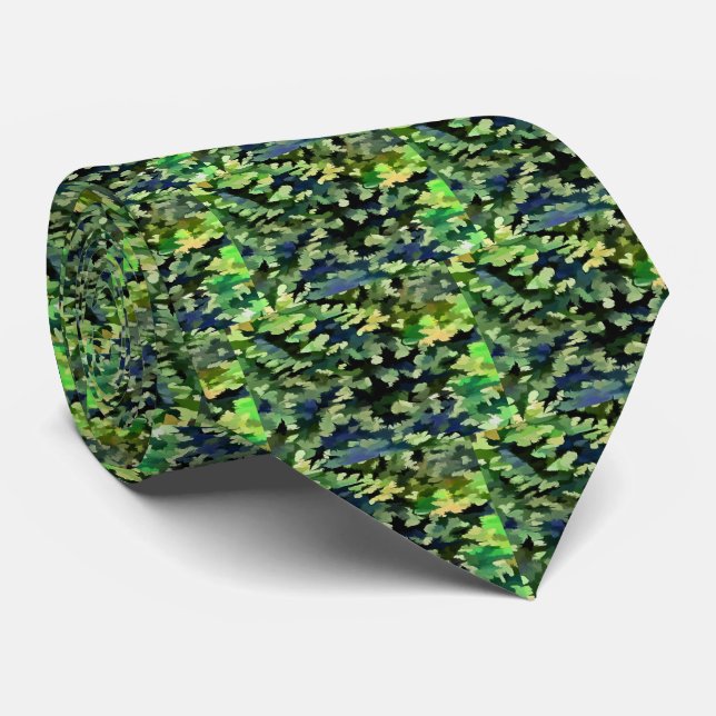 Cravate Motif de camouflage vert et bleu (Roulé)