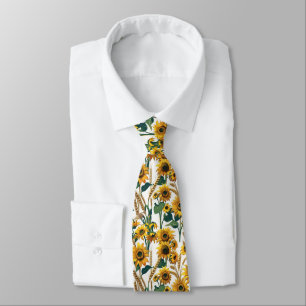 Cravate Motif de campagne sans couture tournesol et blé