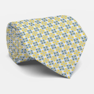 Cravate Motif de carreaux portugais jolis bleus et jaunes